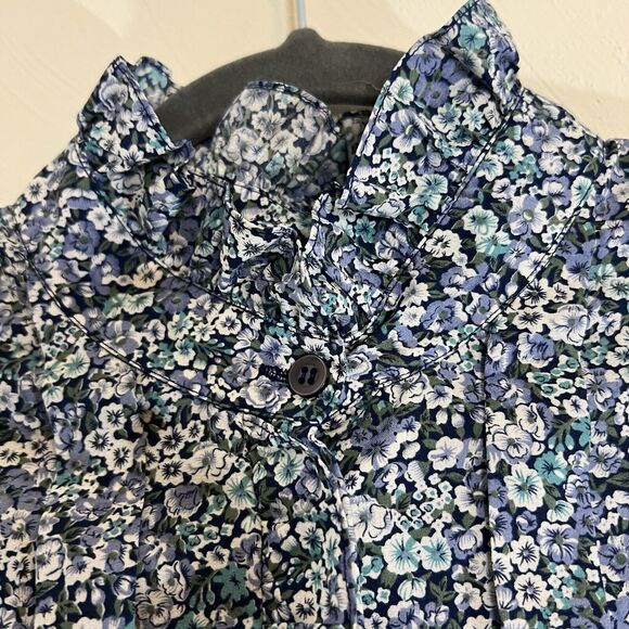 SEARS Womens Ruffle Front & Collar Button Up Sz 16 Blouse Floral Top Vintage 80s - Picture 3 of 6